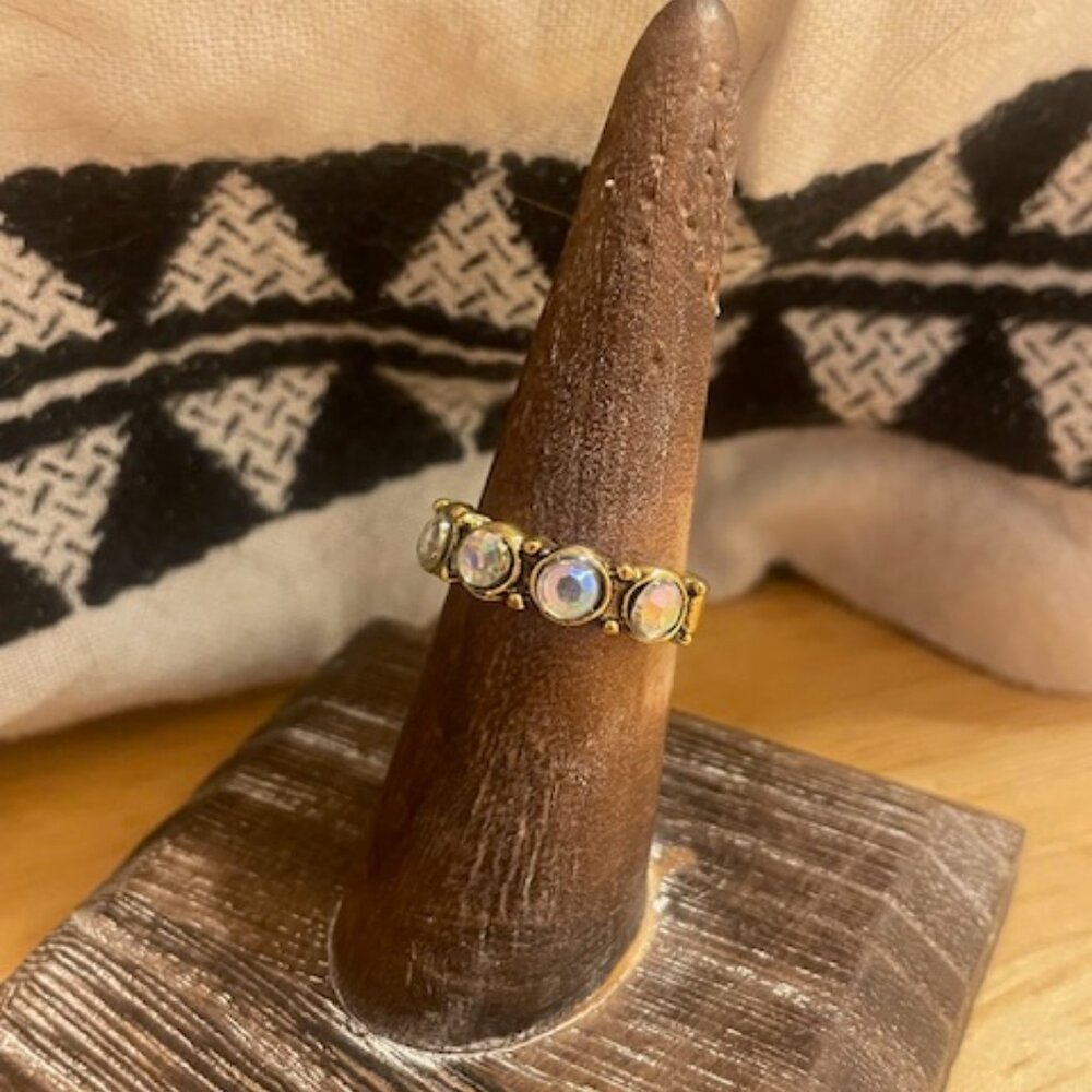 Opaln Four Stone Cabochon Stackable Gold Ring Siz… - image 2